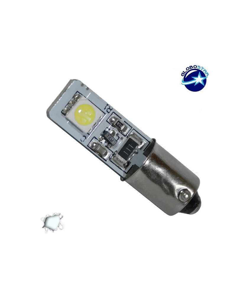 GloboStar® BA9S - T4W 78340   Λάμπα Αυτοκινήτου Can LED Bus με 2 SMD 5050 12 Volt 2.8W 48 lm 270° Ψυχρό Λευκό 6000K